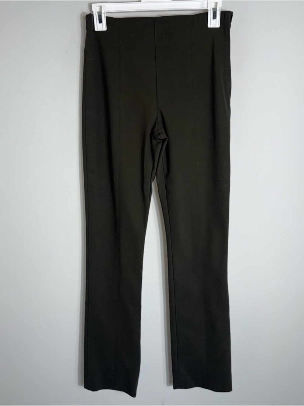 M.M. Lafleur Women's Straight Leg Pants-Flat Front-Olive Green-Stretch-Size 6